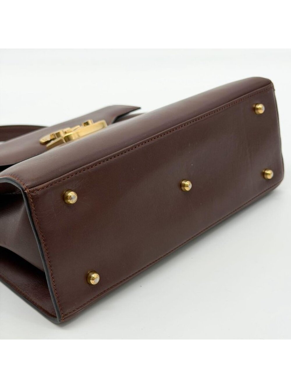 Gucci Ladylock Vintage Brown Leather Handbag - Picture 6 of 14
